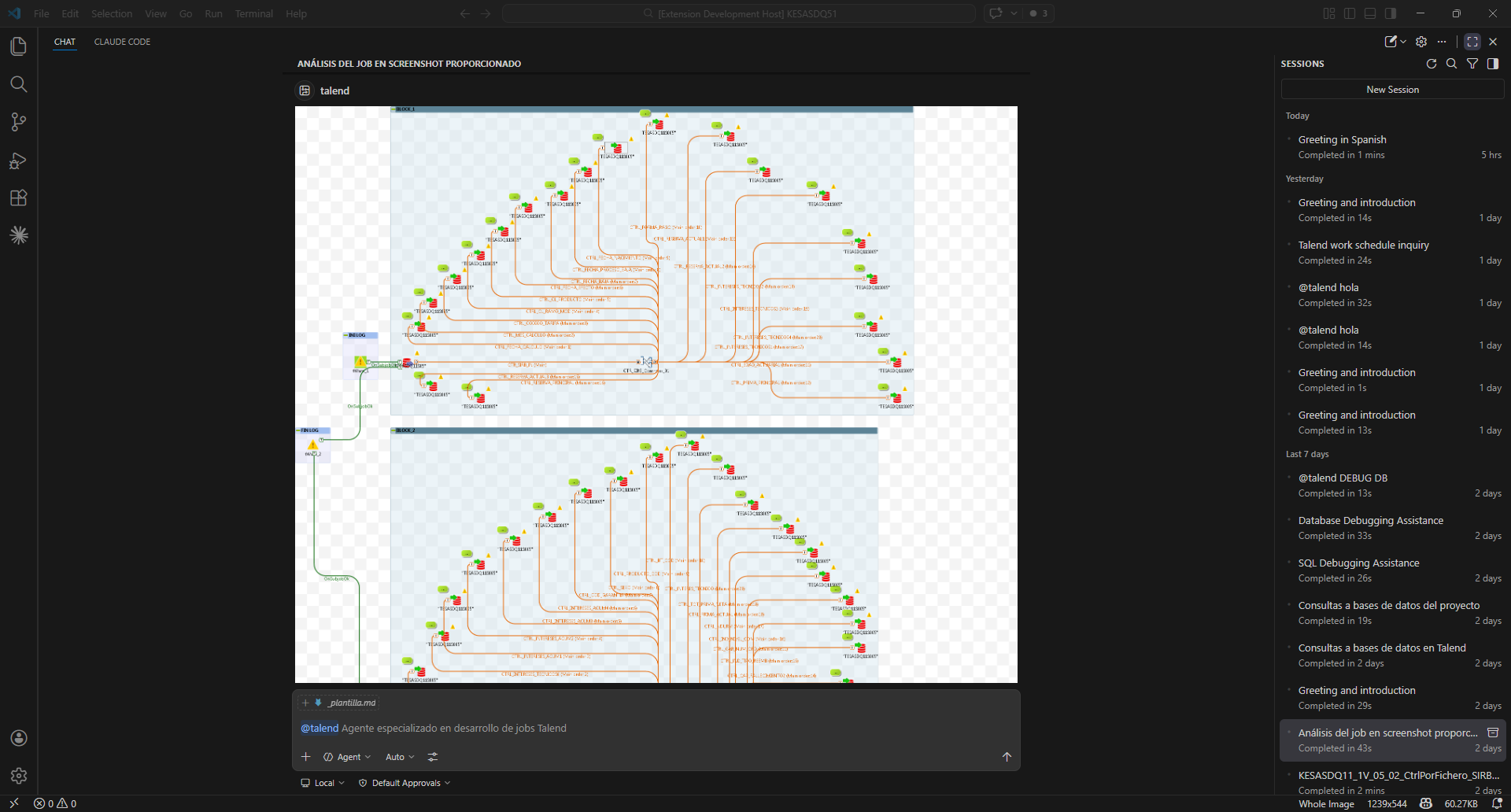tAgent visualizando jobs Talend desde Visual Studio Code